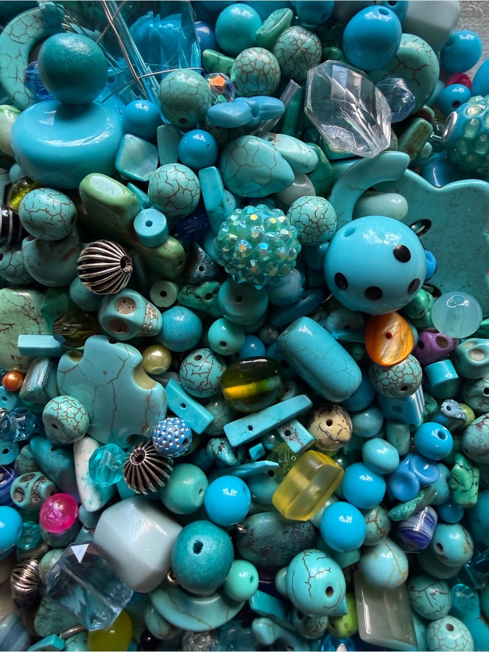 Turquoise & Aqua Bead Mix - Assorted Shapes 2 Pounds - Picture 4 of 4